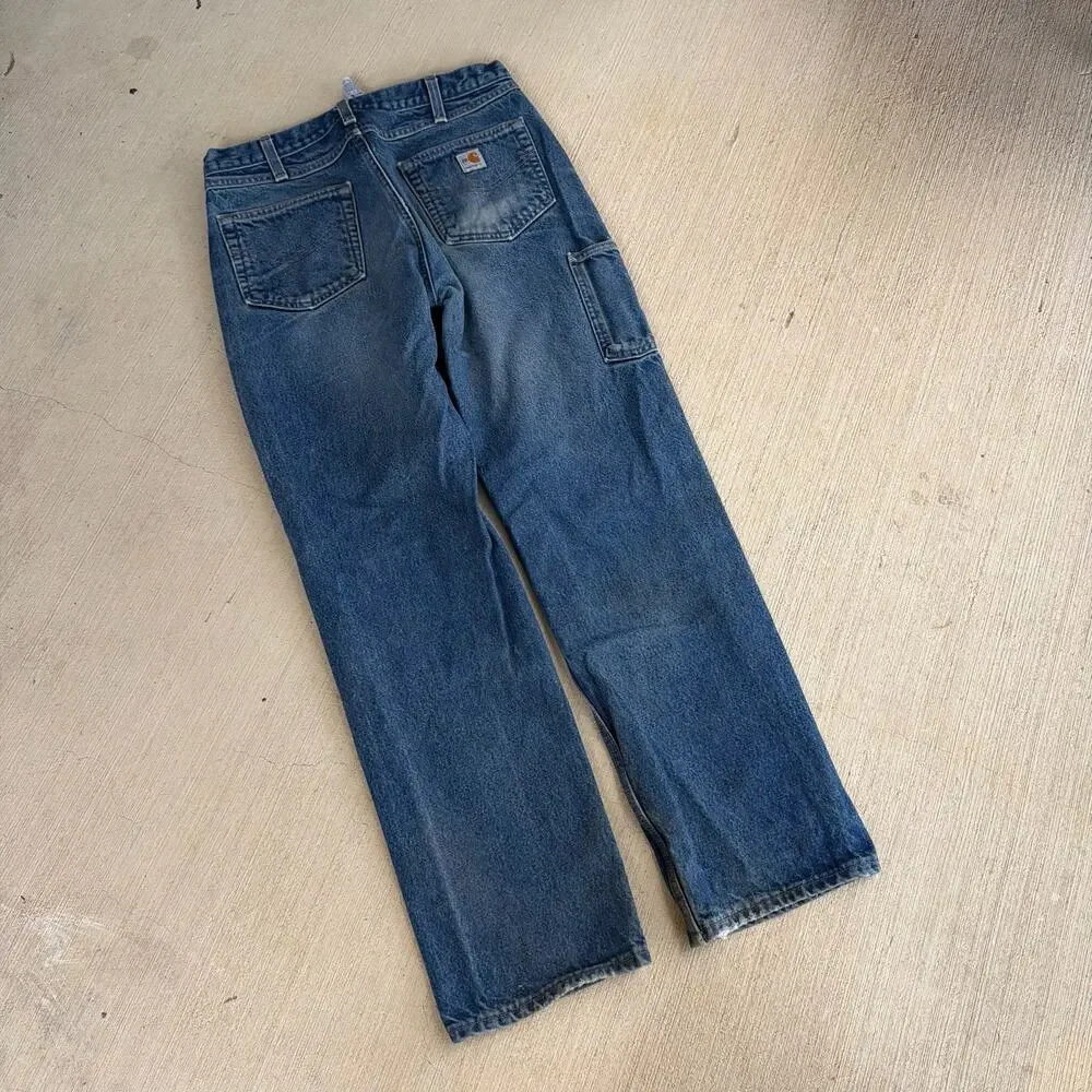 Carhartt denim blue jean double knee work wear carpenter pants